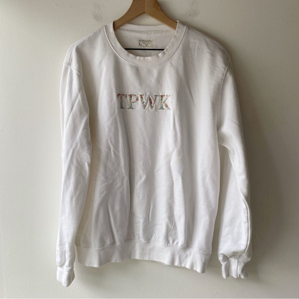 harry styles treat people with kindness floral embroidered white sweatshirt L